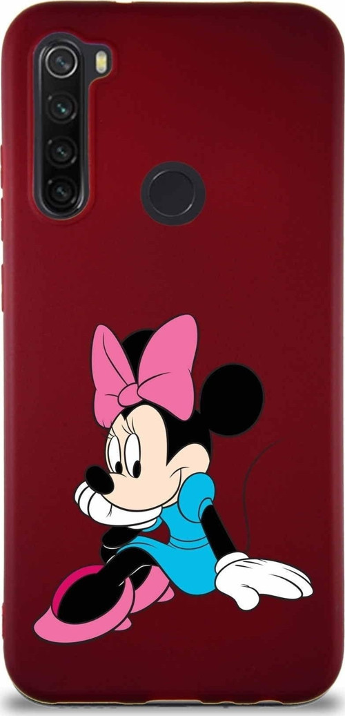 Xiaomi Redmi Note 8 Soft Premier Kapak Minnie Mouse-E Tasarımlı Silikon Kılıf - Mürdüm
