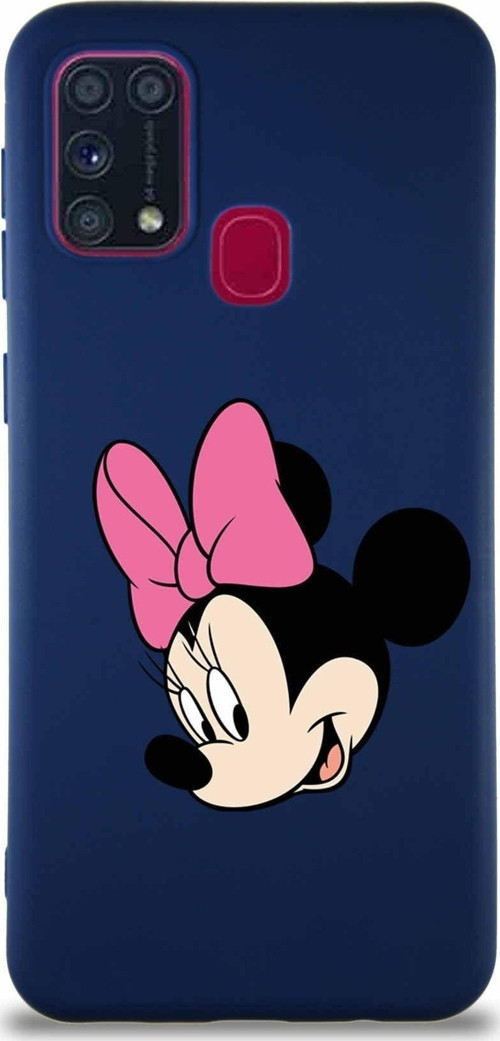 Samsung Galaxy M31 Soft Premier Kapak Minnie Mouse-B Tasarımlı Silikon Kılıf - Lacivert
