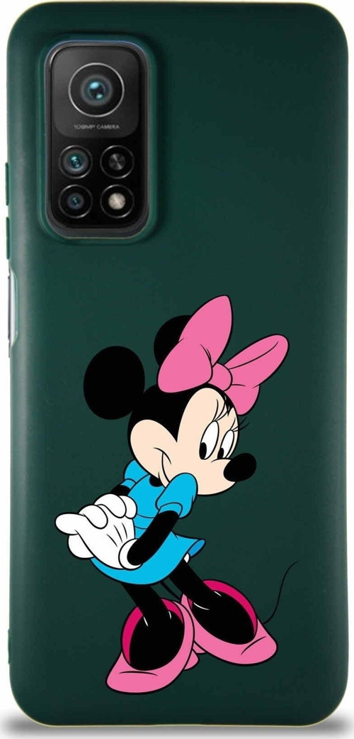 Xiaomi Mi 10T Pro Soft Premier Kapak Minnie Mouse-F Tasarımlı Silikon Kılıf - Yeşil