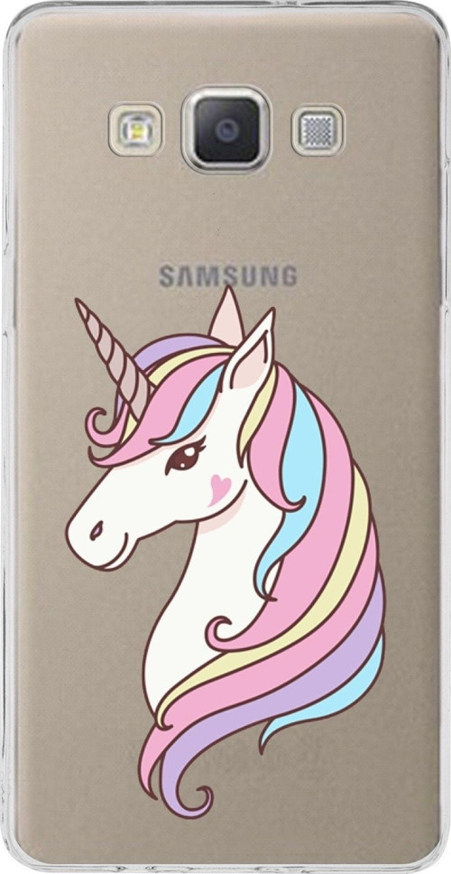 Samsung Galaxy A5 (2015) Uyumlu Kapak Unicorn Tasarımlı Şeffaf Silikon Kılıf