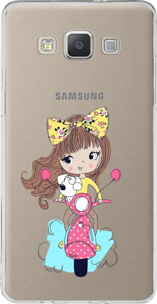 Samsung Galaxy A5 (2015) Uyumlu Kapak Vespagirl Tasarımlı Şeffaf Silikon Kılıf