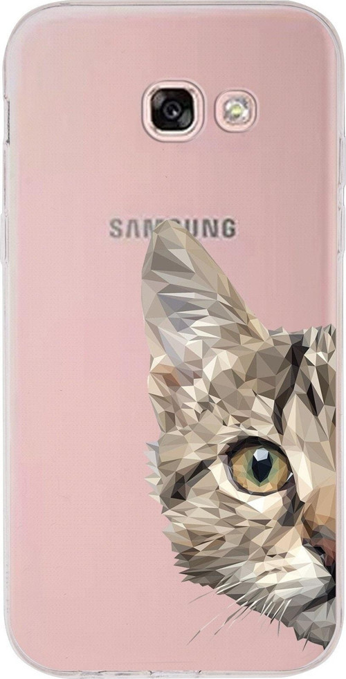 Samsung Galaxy A5 (2017) Uyumlu Kapak Catface Tasarımlı Şeffaf Silikon Kılıf