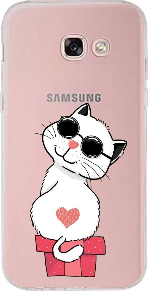 Samsung Galaxy A5 (2017) Uyumlu Kapak Cool Cat Tasarımlı Şeffaf Silikon Kılıf
