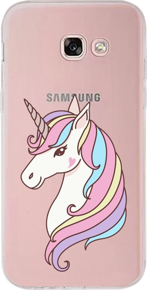 Samsung Galaxy A5 (2017) Uyumlu Kapak Unicorn Tasarımlı Şeffaf Silikon Kılıf