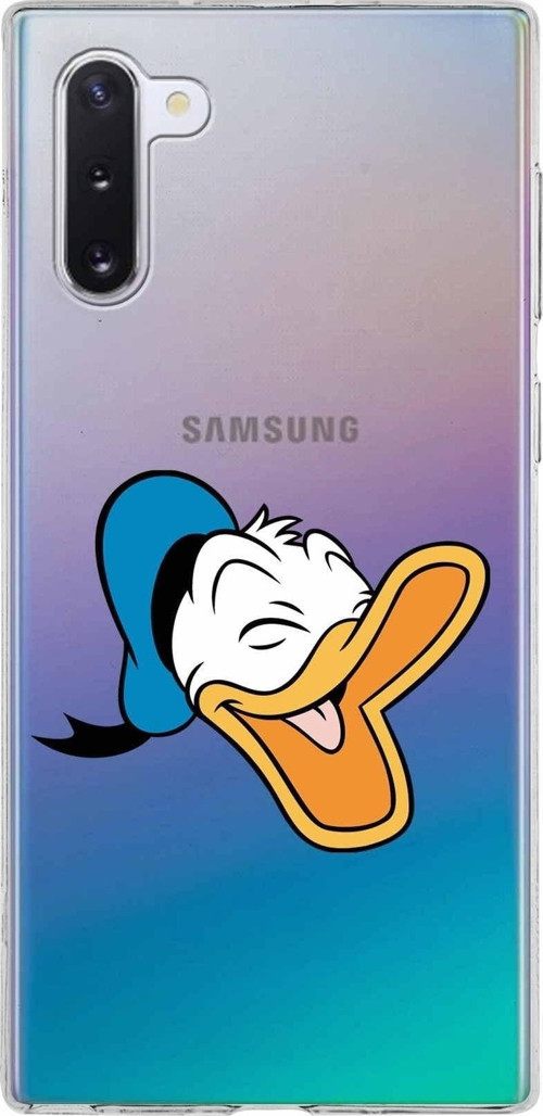 Samsung Galaxy Note 10 Kapak Donald Duck Tasarımlı Şeffaf Silikon Kılıf