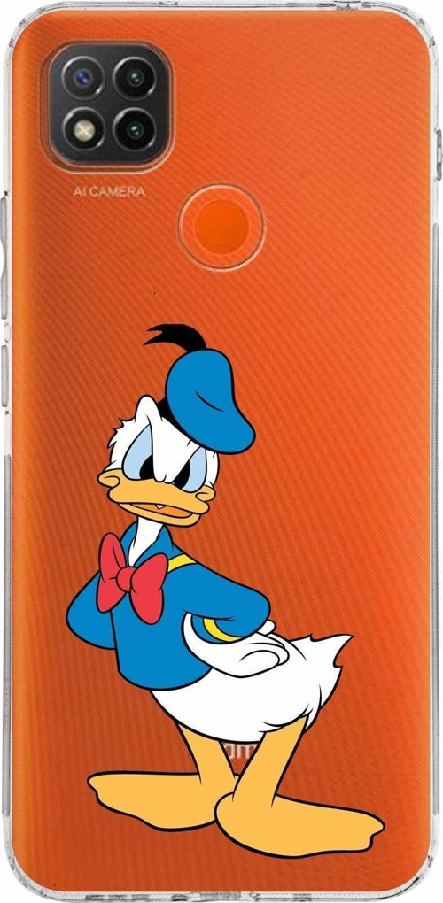 Xiaomi Redmi 10A Kamera Korumalı Kapak Donald Duck Tasarımlı Şeffaf Kılıf