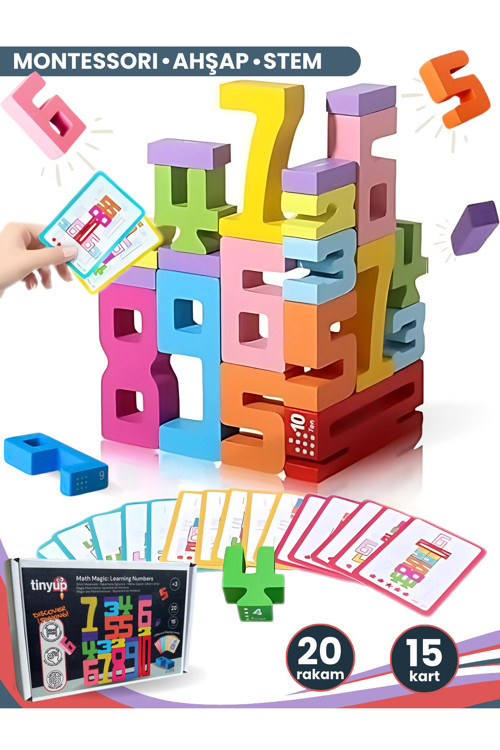 Montessori Ahşap Sayı Blokları | Okul Öncesi Eğitici Matematik Oyuncağı, Stem, Motor Ve Zeka Gelişim