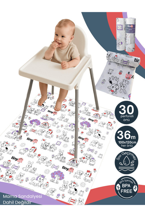 Tek Kullanımlık Mama Sandalyesi Altı & Aktivite Örtüsü - 100X120 Cm – 30 Adet Sıçrama Koruyucu Matı