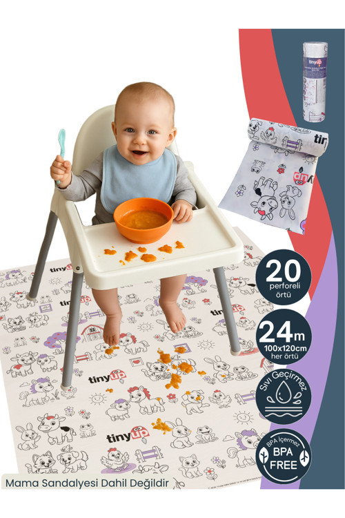 Tek Kullanımlık Mama Sandalyesi Altı & Aktivite Örtüsü – 100X120 Cm - 20 Adet Sıçrama Koruyucu Matı