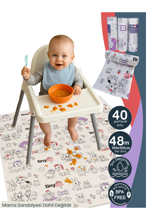 100X120 Cm Tek Kullanımlık Mama Sandalyesi Altı & Aktivite Örtüsü – 40 Adet Sıçrama Koruyucu Matı