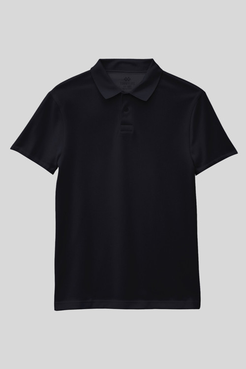 Lacivert Polo Yaka Standart Fit Basic Unisex T-Shirt - 11330