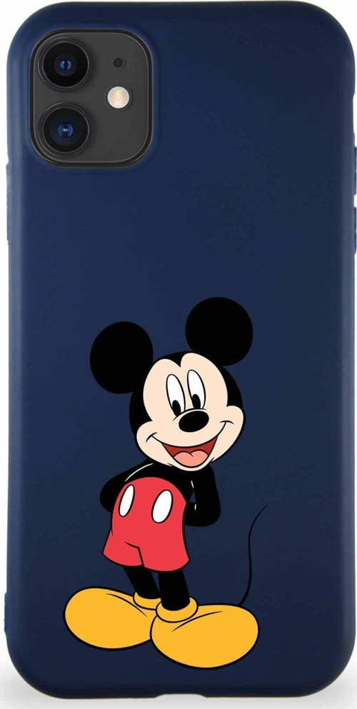 Iphone 11 Uyumlu Soft Premier Kapak Mickey Mouse-B Tasarımlı Silikon Kılıf - Lacivert