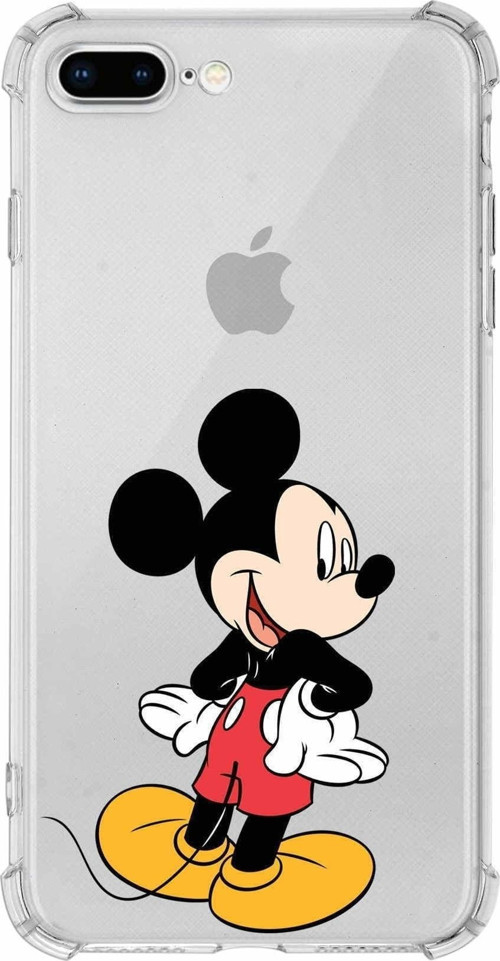 Iphone 7 Plus Uyumlu Köşe Korumalı Antişok Kapak Mickey Mouse Tasarımlı Şeffaf Kılıf