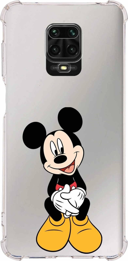 Xiaomi Redmi Note 9S Köşe Korumalı Antişok Kapak Mickey Mouse Tasarımlı Şeffaf Kılıf