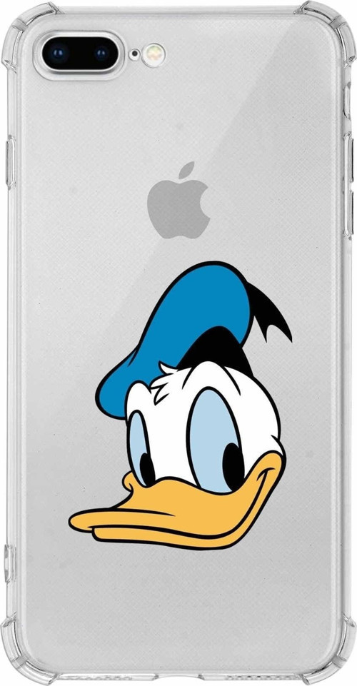 Iphone 8 Plus Uyumlu Köşe Korumalı Antişok Kapak Donald Duck Tasarımlı Şeffaf Kılıf