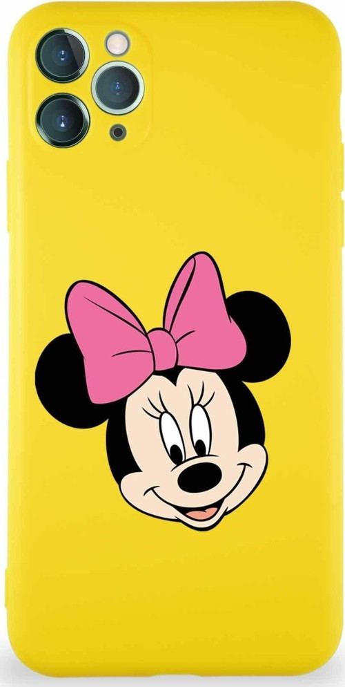 Iphone 11 Pro Max Uyumlu Soft Premier Kapak Minnie Mouse-C Tasarımlı Silikon Kılıf - Sarı