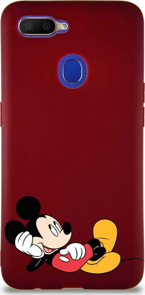 Oppo Ax7 Soft Premier Kapak Mickey Mouse-F Tasarımlı Silikon Kılıf - Mürdüm