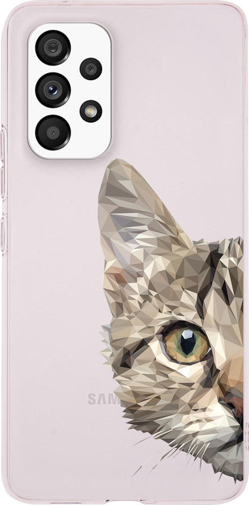 Samsung Galaxy A33 Uyumlu Kapak Catface Tasarımlı Şeffaf Silikon Kılıf
