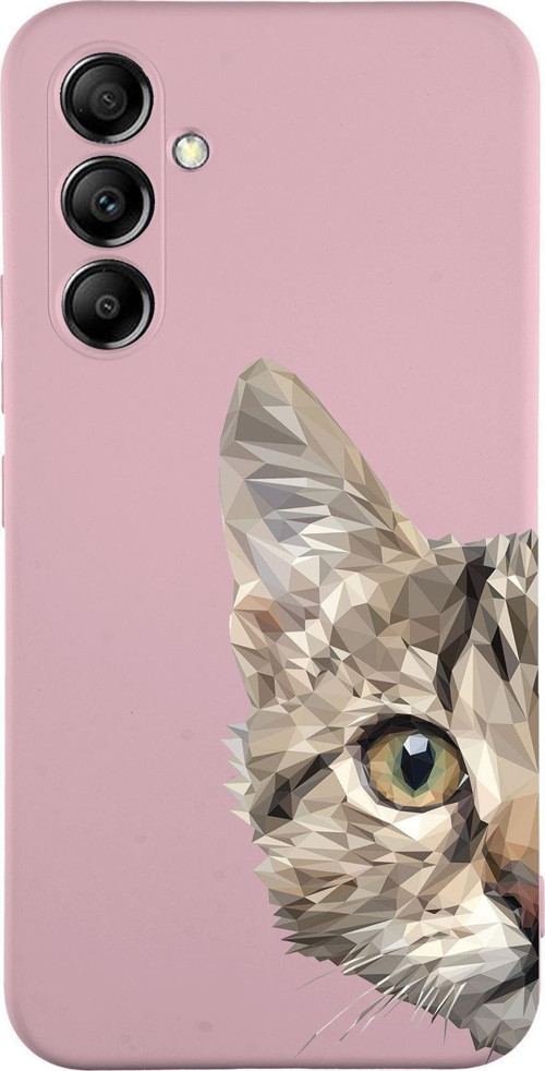 Samsung Galaxy A24 Uyumlu Lansman Kılıf Catface Tasarımlı Içi Kadife Kapak-Pembe