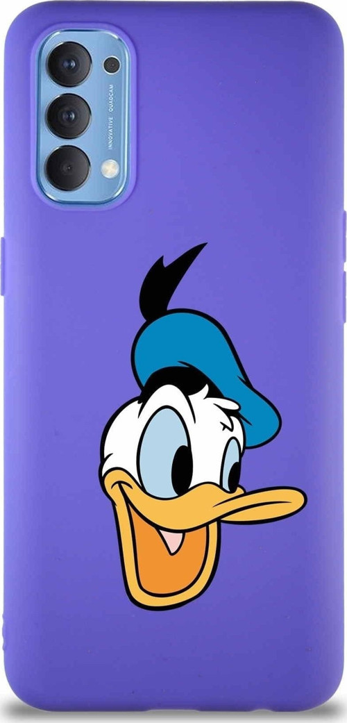 Oppo Reno 4 Soft Premier Kapak Donald Duck-A Tasarımlı Silikon Kılıf - Mor