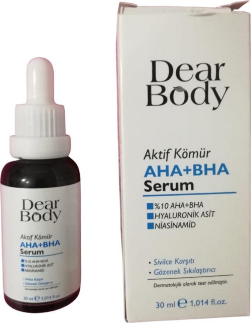 Aktif Kömür %10 AHA + BHA Hyaluronik Asit Niasinamid Sivilce Karşıtı Gözenek Sıkılaştırıcı Serum