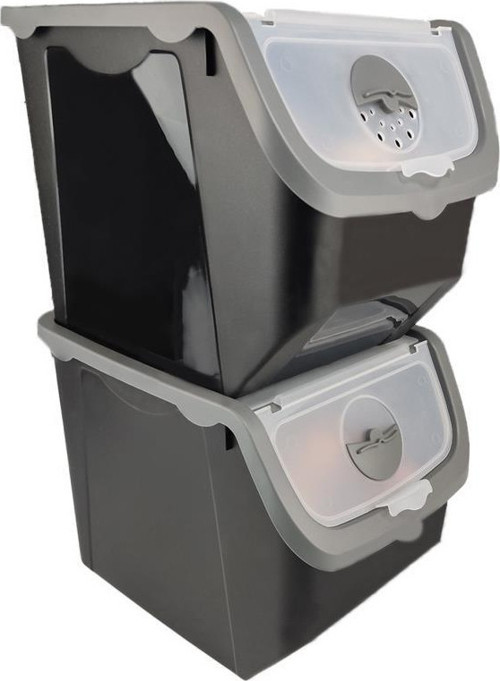 Coral 2'li Soğan Patates Saklama Kabı 12 Litre - Gri C320.037