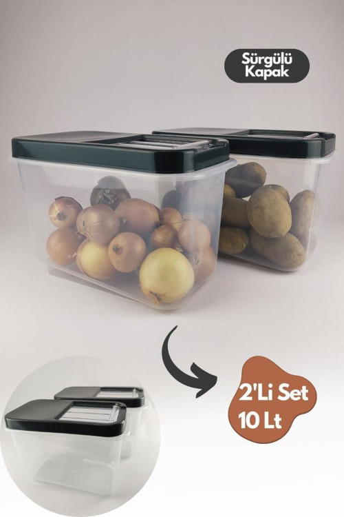 Multibox 2’li Sürgü Kapaklı Soğan Patates Saklama Kabı 10 Lt Antrasit – 00766 C320.037