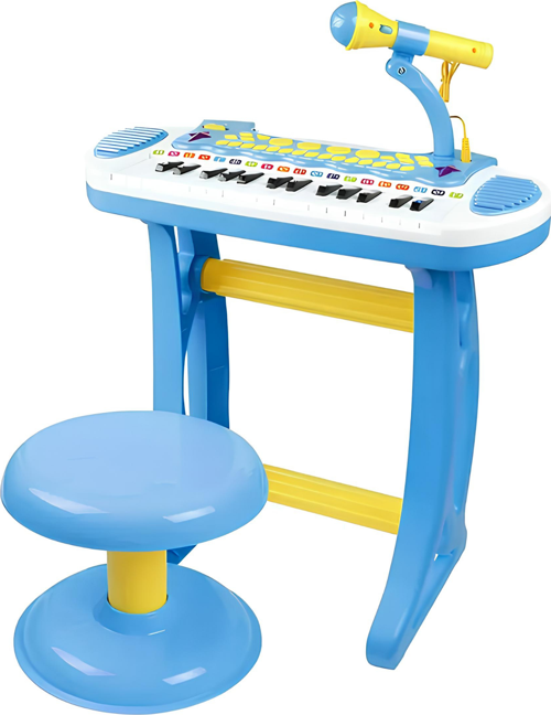 Oyuncak 31 Tuşlu Mikrofonlu Eğitici ve Eğlenceli Piyano Kayıt Etme ve Playback Özellikli Piyano Mavi