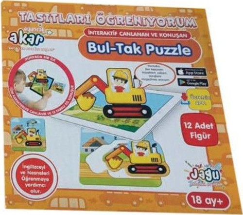 İnteraktif Canlanan ve Konuşan Bul Tak Puzzle Taşıtları Öğreniyorum 12 Figür