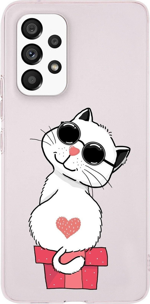 Samsung Galaxy A33 Uyumlu Kapak Cool Cat Tasarımlı Şeffaf Silikon Kılıf