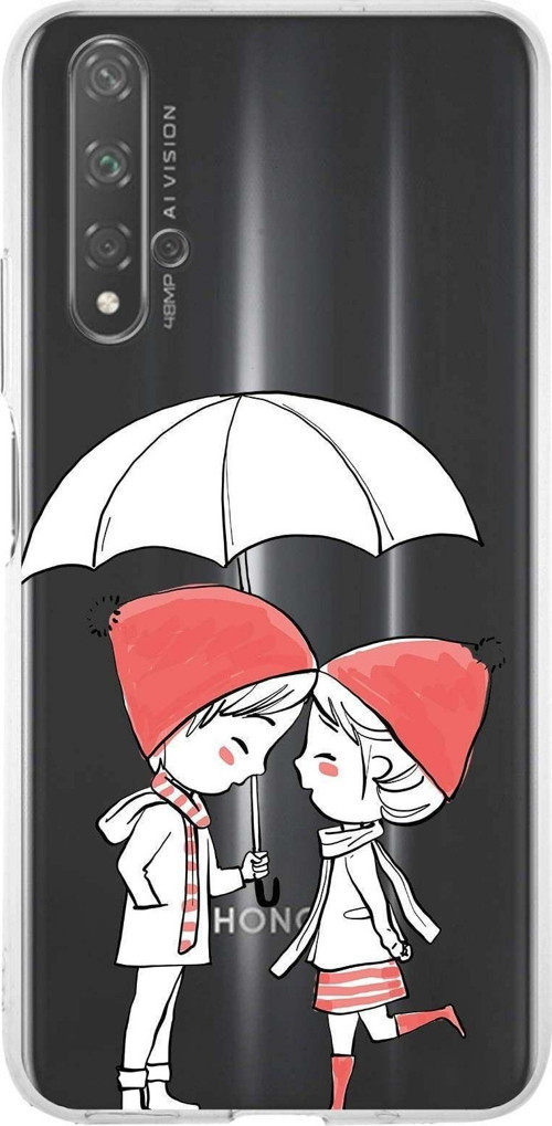 Huawei Honor 20 Uyumlu Kapak Aşk Tasarımlı Şeffaf Silikon Kılıf