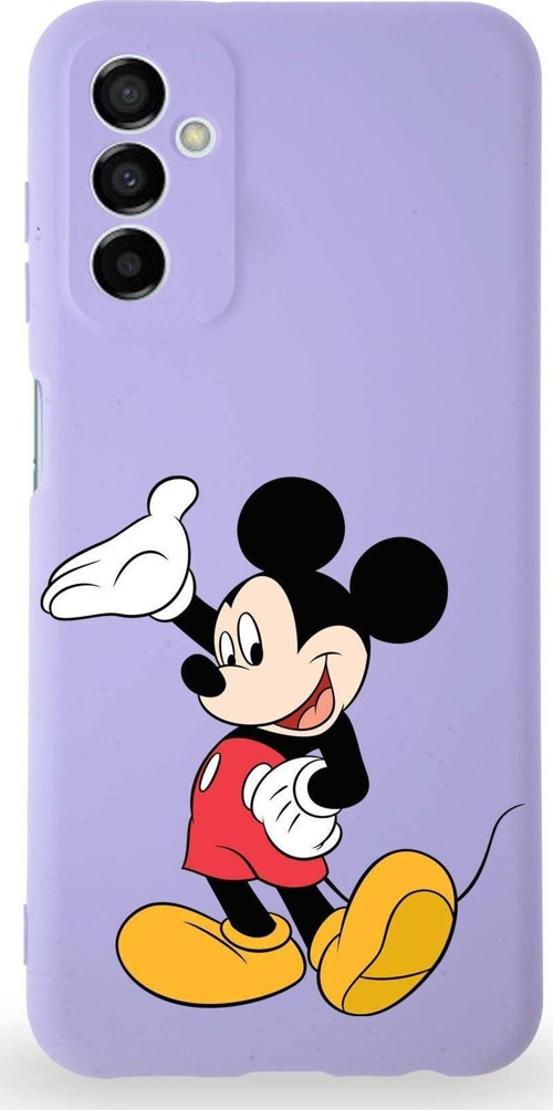 Samsung Galaxy A04S Uyumlu Lansman Kılıf Altı Kapalı Içi Kadife Mickey Mouse-C Tasarımlı Kapak