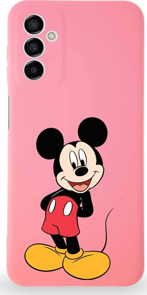 Samsung Galaxy M13 Uyumlu Lansman Kılıf Altı Kapalı Içi Kadife Mickey Mouse-B Tasarımlı Kapak