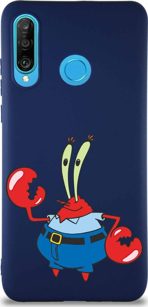 Huawei P30 Lite Soft Premier Kapak Bay Yengeç Tasarımlı Silikon Kılıf - Lacivert