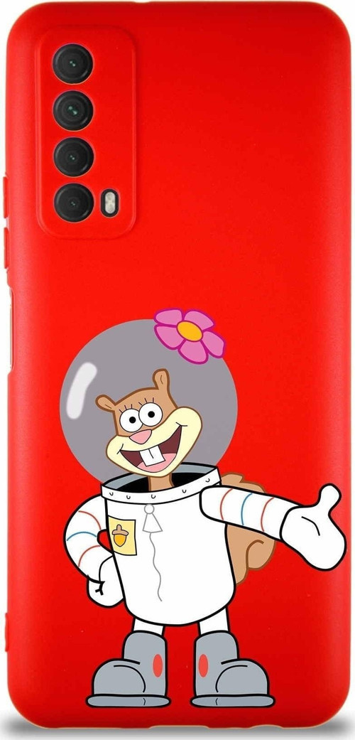 Huawei P Smart 2021 Soft Premier Kapak Sandy Tasarımlı Silikon Kılıf - Kırmızı