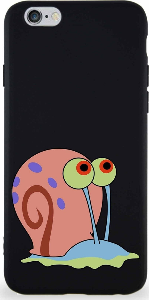 Apple Iphone 6S Soft Premier Kapak Salyangoz Gary Tasarımlı Silikon Kılıf - Siyah