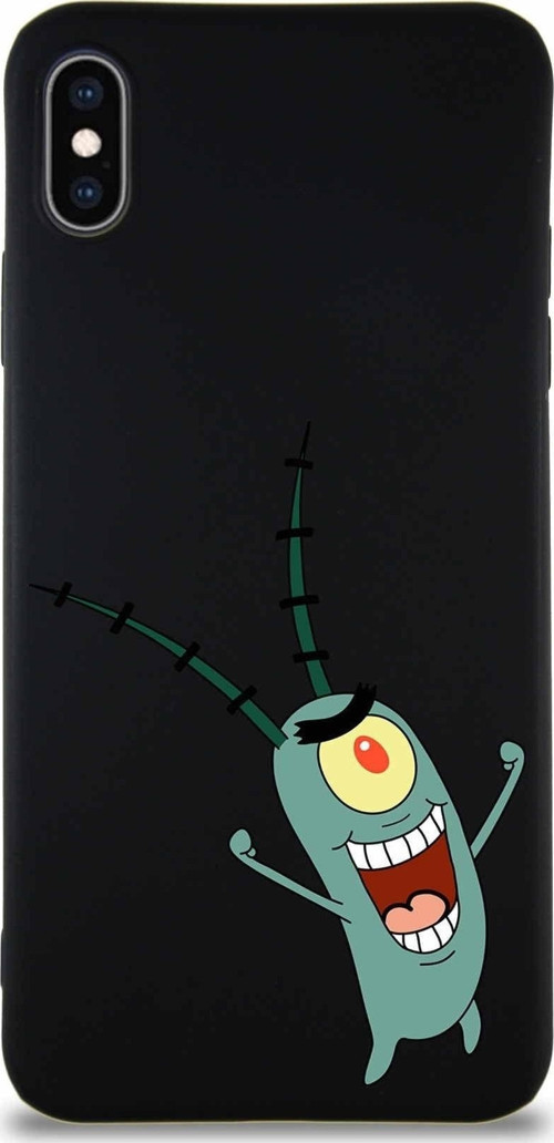 Apple Iphone Xs Max Soft Premier Kapak Plankton Tasarımlı Silikon Kılıf - Siyah
