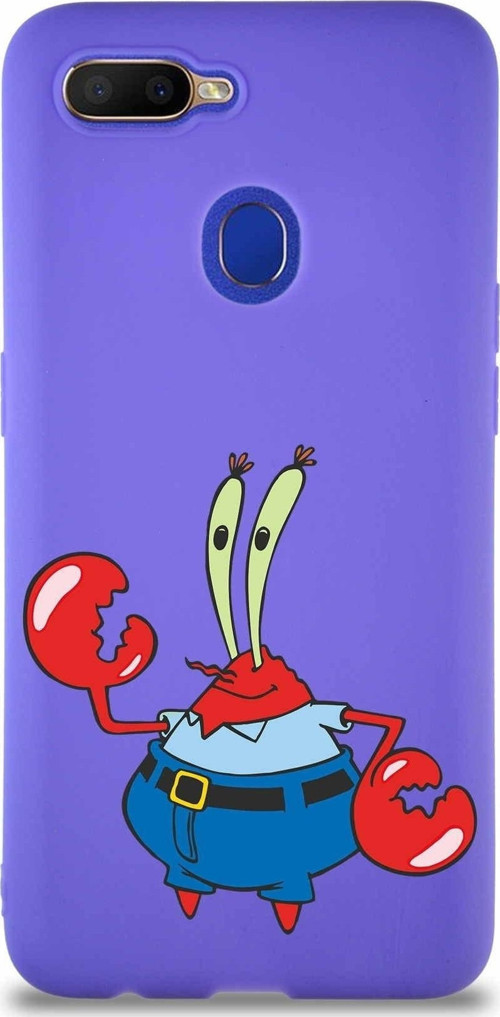 Oppo A12 Soft Premier Kapak Bay Yengeç Tasarımlı Silikon Kılıf - Mor