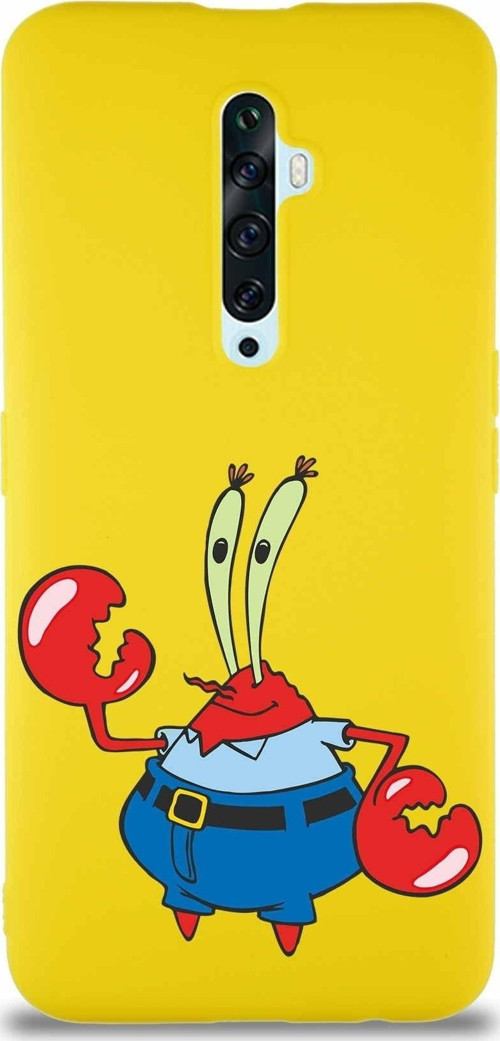Oppo Reno 2Z Soft Premier Kapak Bay Yengeç Tasarımlı Silikon Kılıf - Sarı