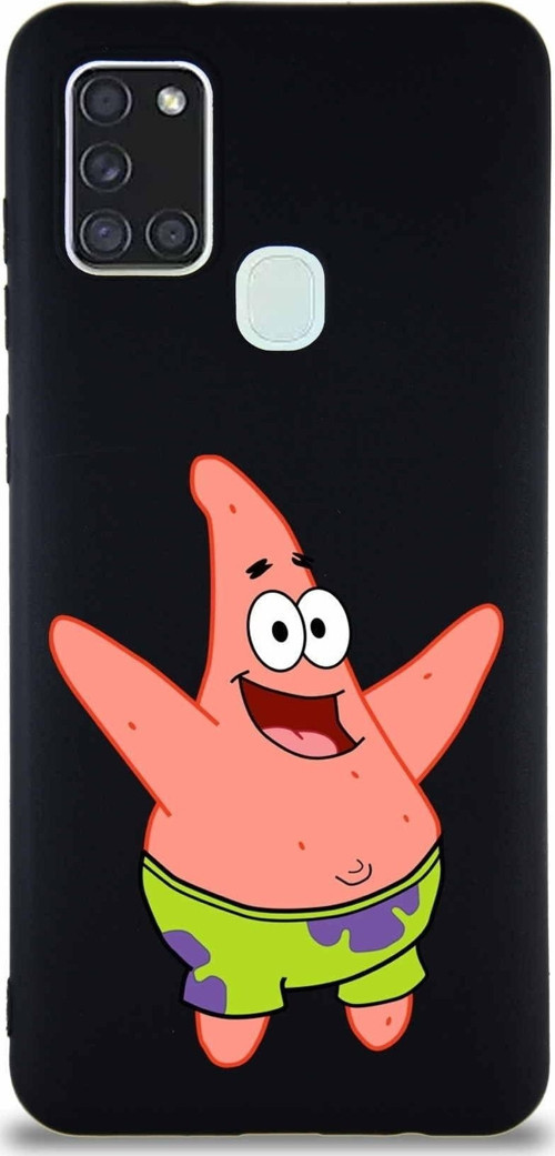 Samsung Galaxy A21S Soft Premier Kapak Patrick Yıldız Tasarımlı Silikon Kılıf - Siyah