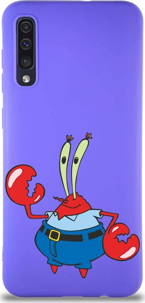 Samsung Galaxy A50 Soft Premier Kapak Bay Yengeç Tasarımlı Silikon Kılıf - Mor