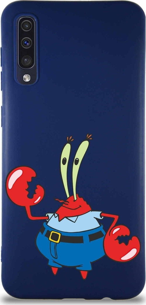 Samsung Galaxy A50 Soft Premier Kapak Bay Yengeç Tasarımlı Silikon Kılıf - Lacivert