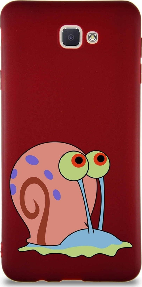 Samsung Galaxy J7 Prime 2 Soft Premier Kapak Salyangoz Gary Tasarımlı Silikon Kılıf - Mürdüm
