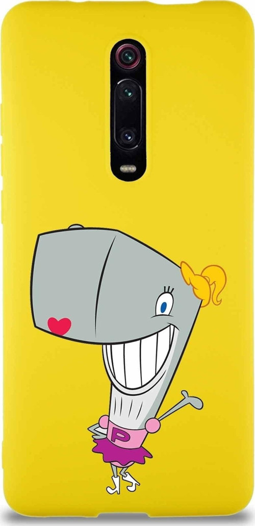 Xiaomi Mi 9T Soft Premier Kapak Pearl Yengeç Tasarımlı Silikon Kılıf - Sarı