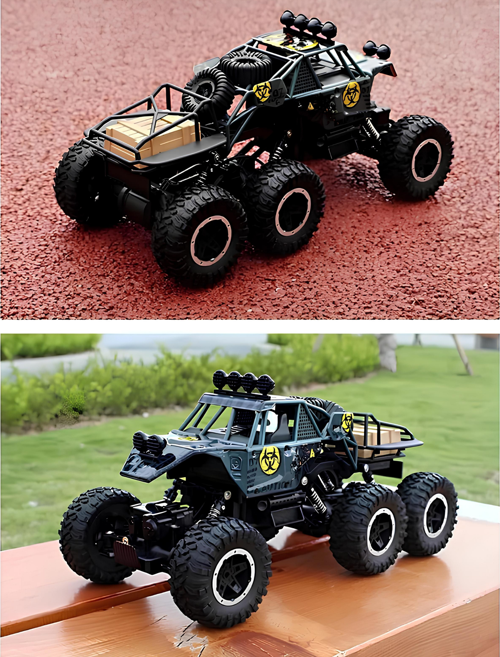 2.4 GHz Uzaktan Kumandalı 6x6 Güçlü Motorlu Süspansiyonlu Hız Yapan 7.4V Şarjlı Arazi Jeep Aracı Çift Vitesli