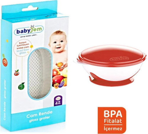 Beslenme Seti - Vakumlu Mama Tabağı Turuncu Cam Rende