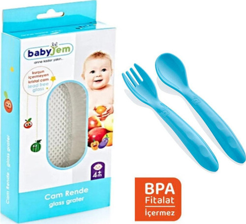 Mama Çatal Kaşık Takımı Mavi Cam Rende