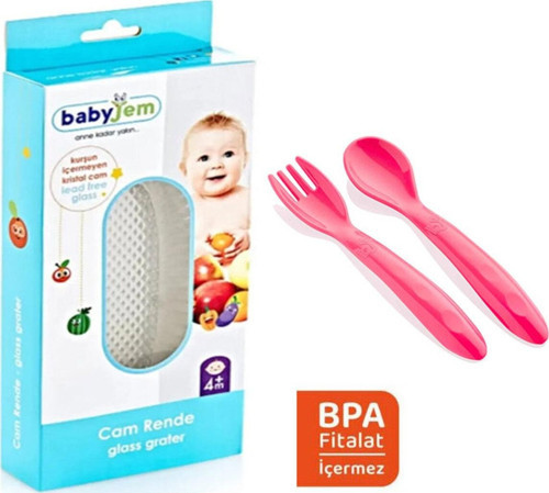 Mama Çatal Kaşık Takımı Pembe Cam Rende