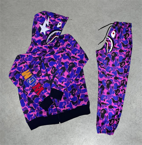 Nakış İşlemeli Bape Mor Eşofman Takımı - Unisex