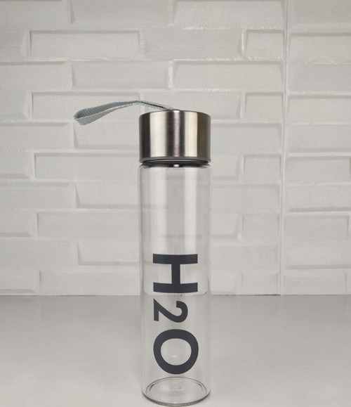 H2o Metal Kapaklı Cam Matara Gri - H2O81454 C1-1-18